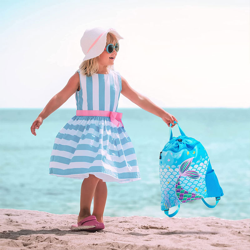 Mermaid Gym Drawstring Backpack String Bag 