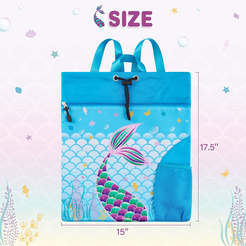 Mermaid Gym Drawstring Backpack String Bag 