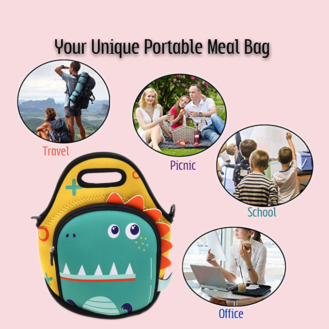 Preschool Crocodile Neoprene Kids Lunch Bag 